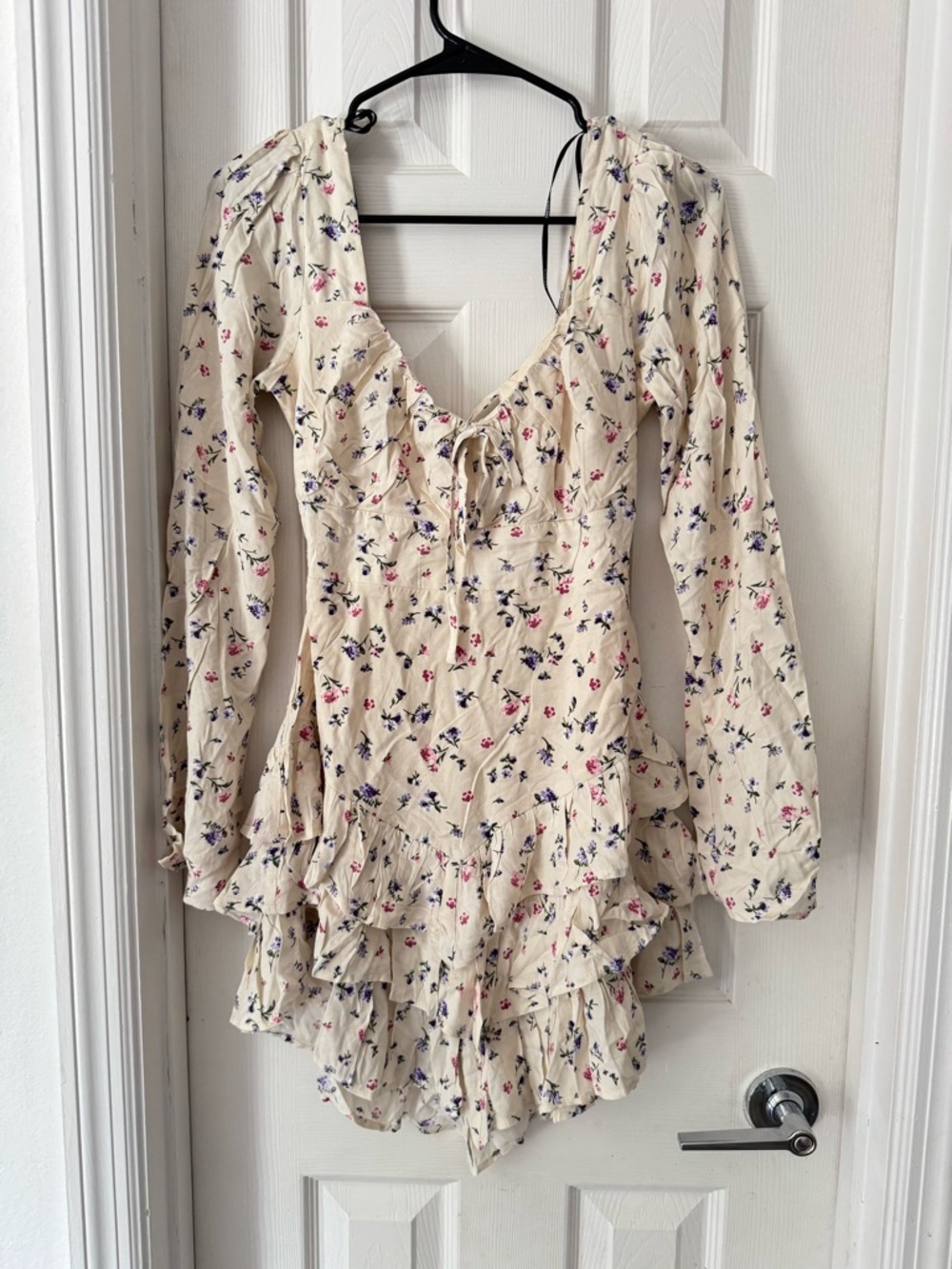 Forever 21 Cream Floral Mini Dress with Pink & Purple Flowers